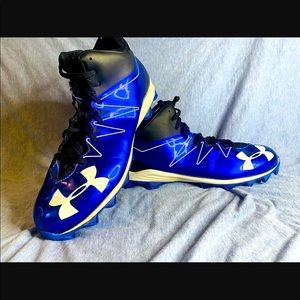 Under Armor Black and Blue Cleats, size 11
